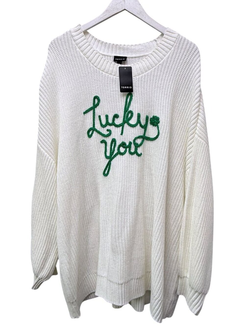 Torrid Lucky You Pullover Sweater Womens Plus Size 3X White Shaker Knit NWT